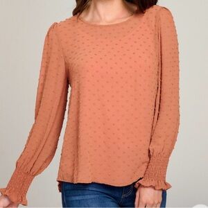 WOMEN'S LONG SLEEVE SWISS DETAILED BLOUSE